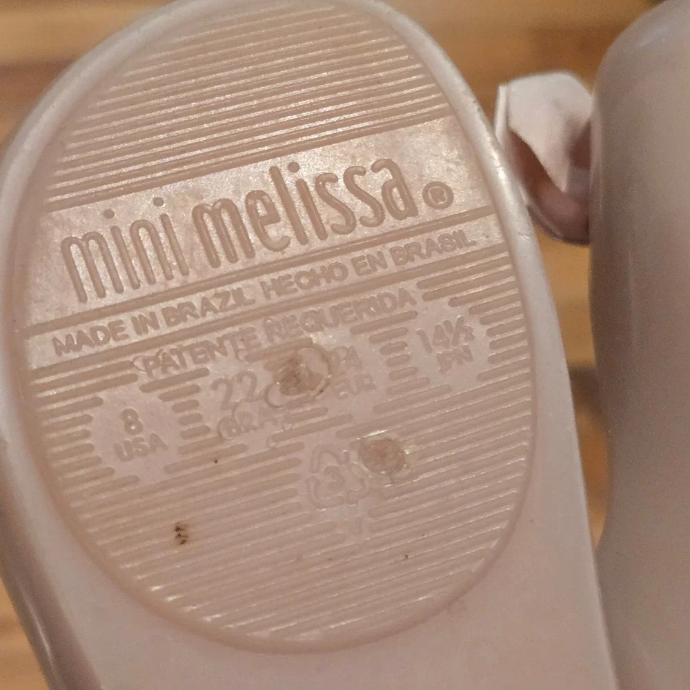 Mini Melissa Pink Jelly Mary Jane Bow Shoes Peep Toe Girls Size‎ 8 USA 22/23 EUR